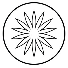 Botanical Circle Burst Design line art vector