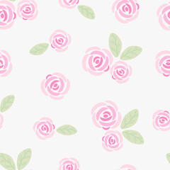 Vector rose seamless flower background pattern. Cute floral fabric isolated. Springtime floral for Valentine cards, fabric, scrapbooking, stationery, wrapping, textiles and wallpaper.