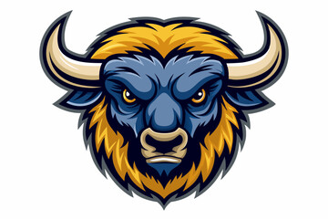 buffalo head logo vector on white background