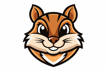 chipmunk head logo silhouette line art vector on white background