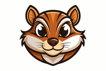 chipmunk head logo silhouette line art vector on white background