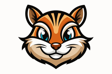 chipmunk head logo silhouette line art vector on white background