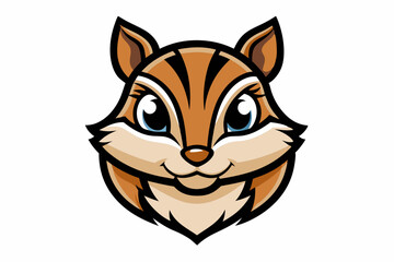 chipmunk head logo silhouette line art vector on white background