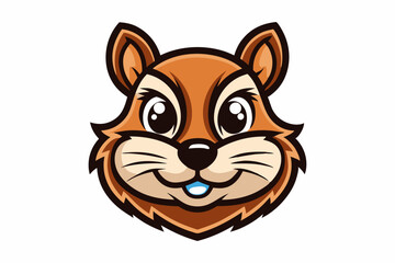chipmunk head logo silhouette line art vector on white background