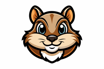 chipmunk head logo silhouette line art vector on white background