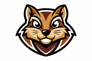 Fototapeta premium chipmunk head logo silhouette line art vector on white background