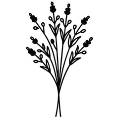 Country Style Wild Herb Bouquet line art vector