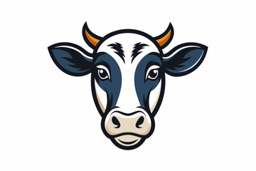 cow head logo silhouette line art vector on white background