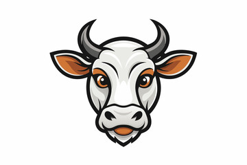 cow head logo silhouette line art vector on white background