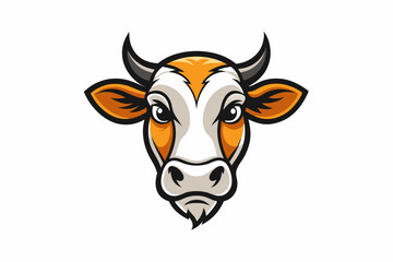 cow head logo silhouette line art vector on white background
