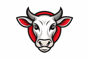 cow head logo silhouette line art vector on white background
