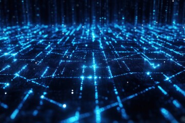 Abstract Digital Network: Blue Data Streams and Connections