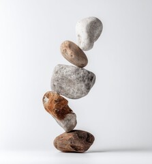 Balanced stones, a stack of stones balanced precariously.  A delicate equilibrium of natural forms