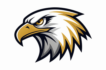 eagle head logo silhouette line art vector on white background