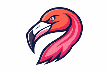 flamingo head logo silhouette line art vector on white background