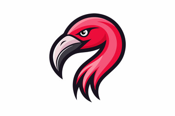 flamingo head logo silhouette line art vector on white background