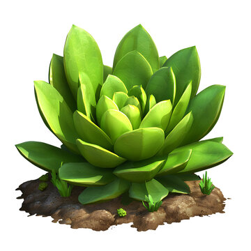 recommend clip art: Vibrant Green Succulent Plant with Thick Layered Leaves and Soil