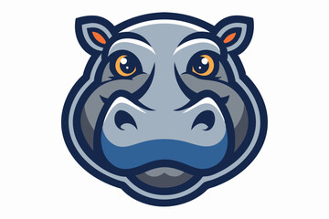 hippopotamus head logo vector on white background