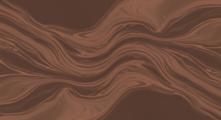 A rich and indulgent abstract background featuring dynamic, flowing swirls of dark and milk chocolate brown, creating a sense of luxurious, melted confectionery.