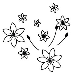 Freeform Scattered Flower Design line art vector