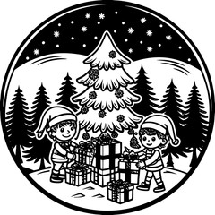 christmas tree and gifts