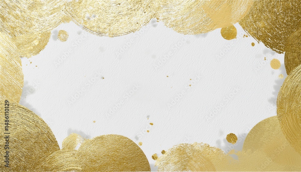 Aufkleber luxury gold foil abstract circles on white textured paper background for elegant invitation, brandin