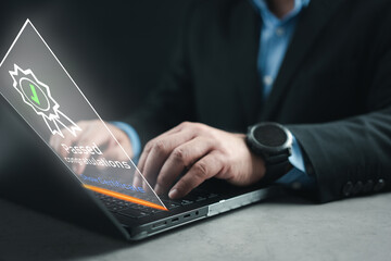 E-learning graduate certificate program concept. virtual screen education, Internet education course degree, study knowledge to creative thinking idea