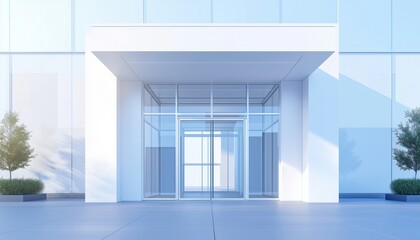 Fototapeta premium A Fragment Of Modern Building Entrance In Frankfurt: Architectural Detail Captured In The Cityscape Of Frankfurt, Germany
