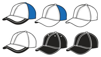 Baseball Cap Design Grid: Front, Side, and Rear Views Template