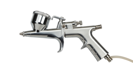 Isolated Silver Airbrush Spray Gun for Fine Art