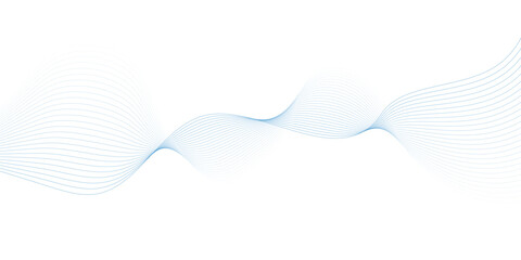 Abstract blue smooth wave on a white background. Dynamic sound wave. Design element. Vector illustration. 