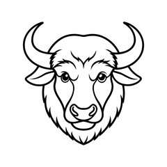 buffalo head outline line art illustration vector silhouette