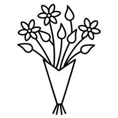Wildflower Hand Bouquet line art vector