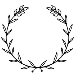 Wreath with Herbs and Florals line art vector