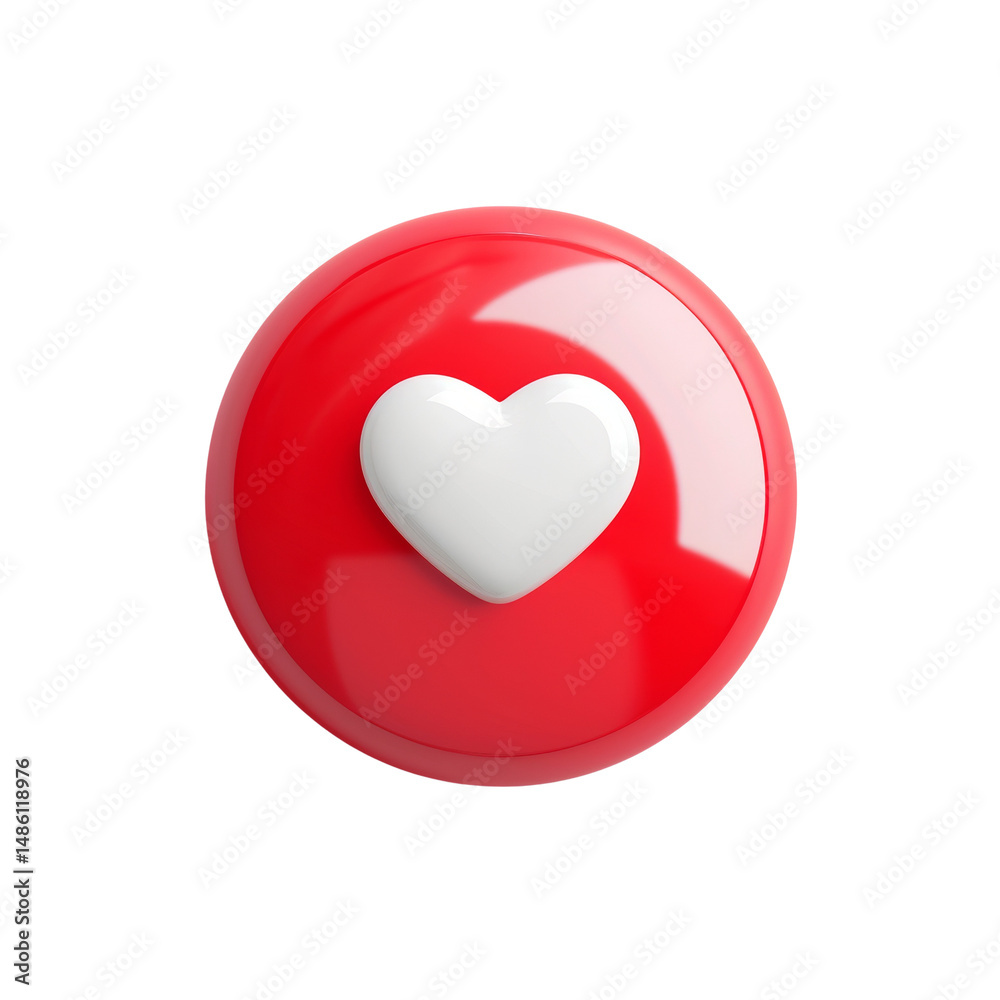 Poster captivating 3d render of a vibrant red circle with a luminous white heart