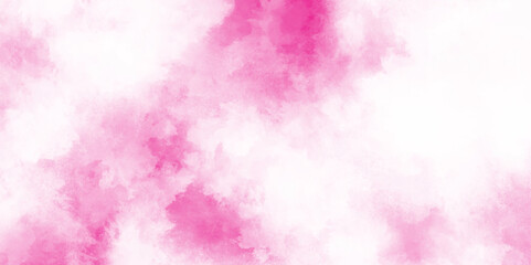 Fototapeta premium Light pink abstract watercolor background with paper texture and stains, abstract pink sponge grunge clouds background for watercolor design, abstract colorful bright soft smeared aquarelle painted.