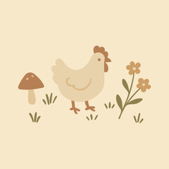 Cottagecore Theme Style Graphic Set Vector TemplateCottagecore Theme Style Chicken Hen Vector Template
