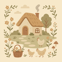 Cottagecore Theme Style Set Illustration Vector Template