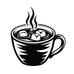 Black and White Cup with Ice Cubes and Steam | Elegant Monochrome