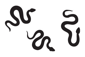 Obraz premium Silhouette of Snake Simple Vector Design, viper snake icon, snake vector silhouette, Curved snake animal design Snake silhouette set. Isolated snake silhouette on white background EPS 10 