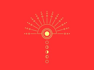 Colourful sun and sun rays