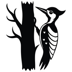 Woodpecker vector silhouette black design white background