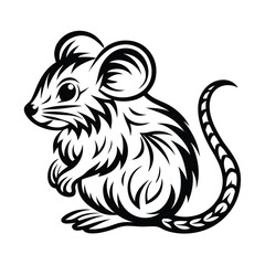 Ornamental Black and White Mouse, Tribal Style Rodent, Decorative Mammal