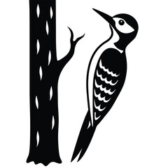 Woodpecker vector silhouette black design white background