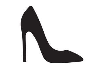 female high heels shoes vector icon. high heel shoe silhouette isolated on white background. Vector logo with high heel shoes capturing elegance and luxury for women's fashion brands. High Heel EPS 10