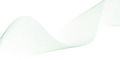 Abstract green wave element for design. Digital frequency track equalizer. Stylized line art background. Vector illustration. Wave with lines created using blend tool.
