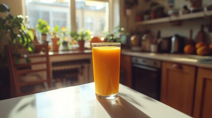 Sunlight Bathed Kitchen with Orange Juice