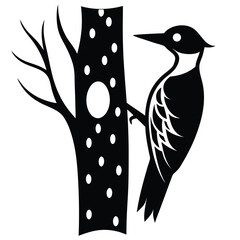 Woodpecker vector silhouette black design white background