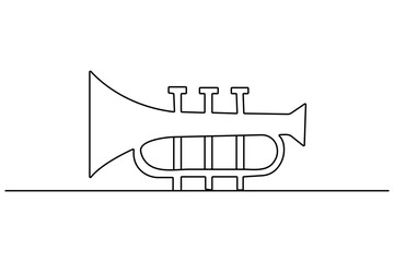 Trumpet icon continuous one line drawing  outline vector illustration
