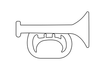 Trumpet icon continuous one line drawing  outline vector illustration
